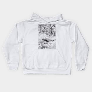 Crow on wire Kids Hoodie